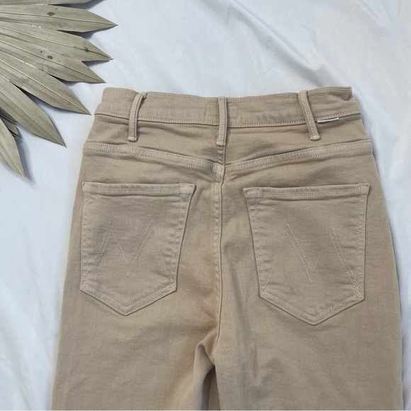 Mother The Hustler Ankle Fray Out Of Nowhere Beige Cream Tan Raw Hem Jeans Pants - Picture 9 of 12